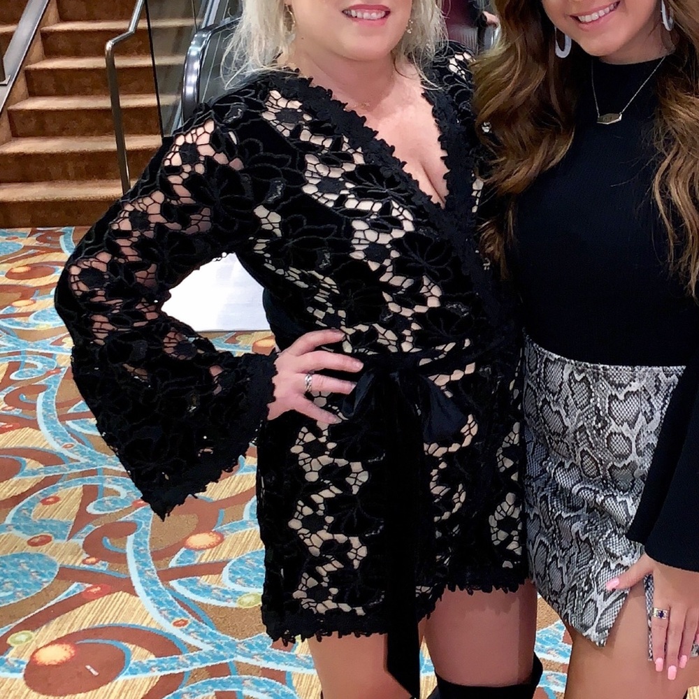 Black Velvet “lace” romper